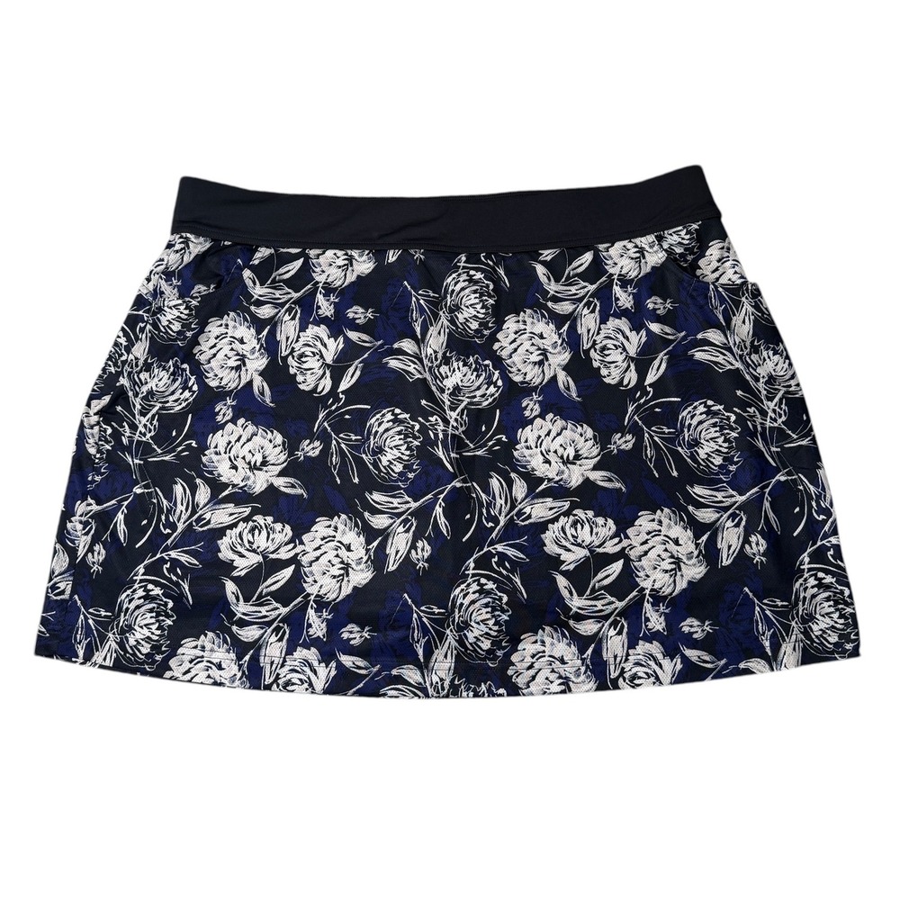 Callaway Women 2X Opti-Dri Floral Golf Skort Navy Blue White Active Skirt Tennis